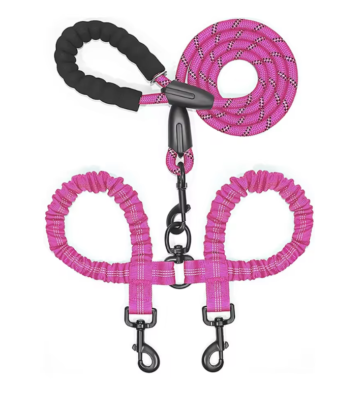 Antitrassel Koppel för 2 Hundar