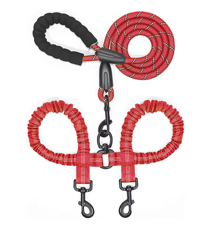 Antitrassel Koppel för 2 Hundar