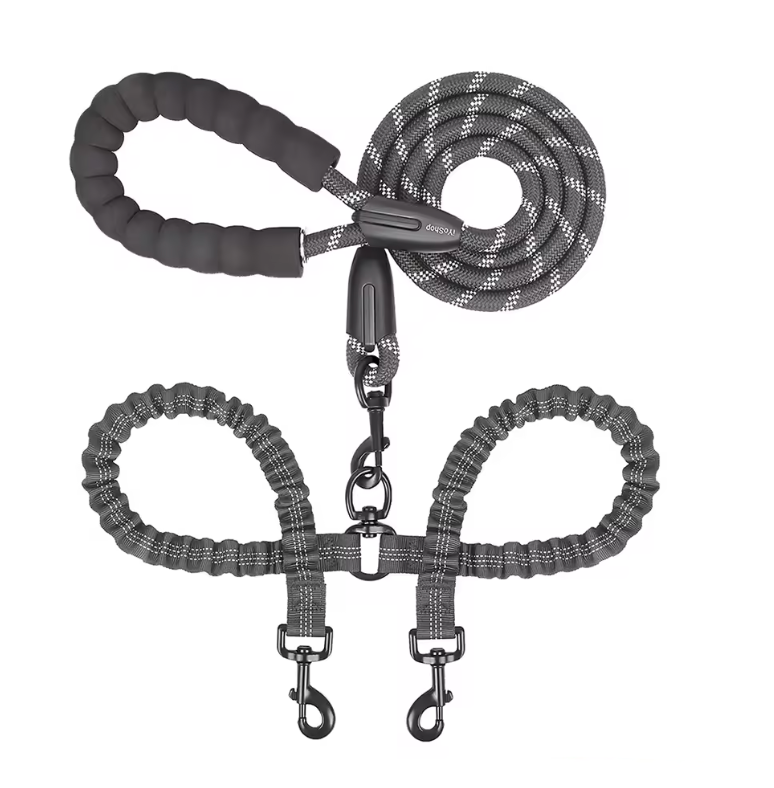 Antitrassel Koppel för 2 Hundar