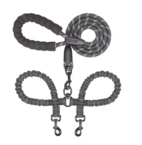 Antitrassel Koppel för 2 Hundar